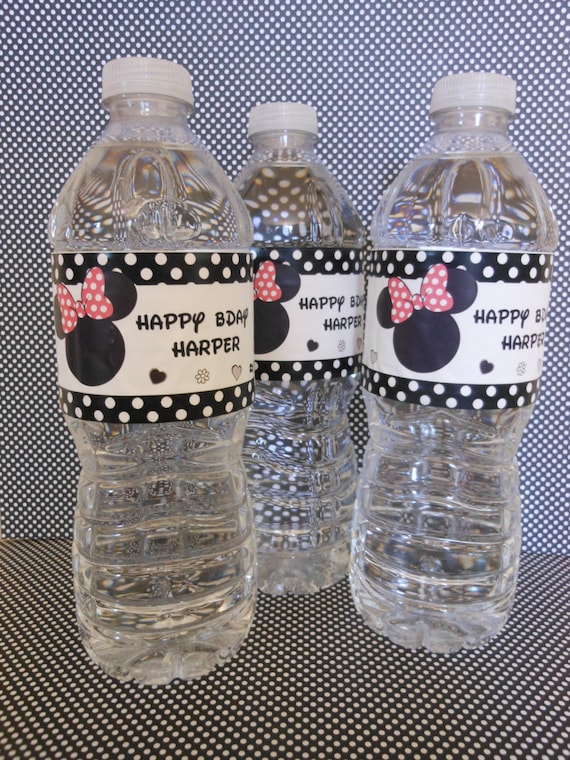 Printed On Waterproof Labels-Hot Pink Minnie Mouse Water Bottle Labels-15 Il_570xn