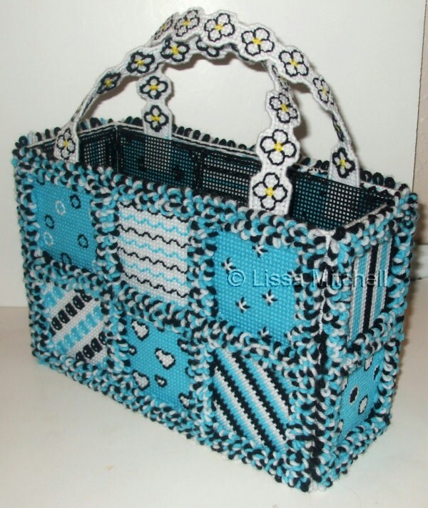 Plastic Canvas Rag Quilt Tote by Lissa Mitchell by kathybarwick