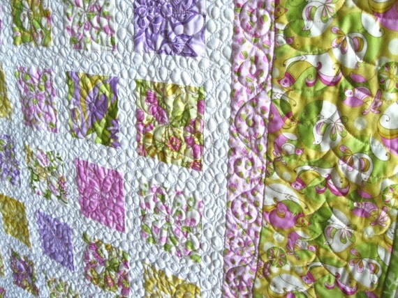 Simply EDEN 54x60 lap quilt in pink yellow by pinetreelodge