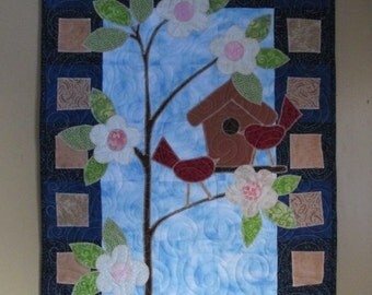 Spring Birdhouse Quilted Wall Hanging