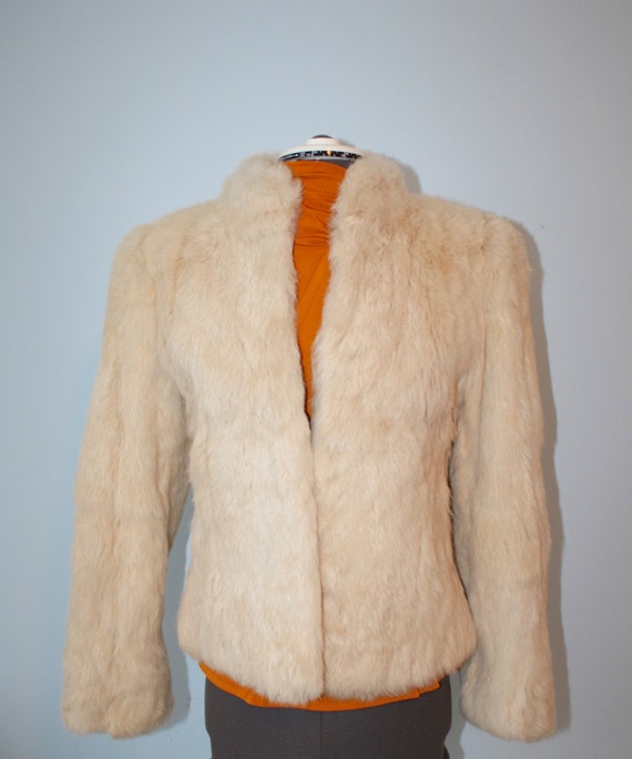 Vintage WHITE RABBIT Fur Coat / 1980s Ivory by FoxyBritVintage