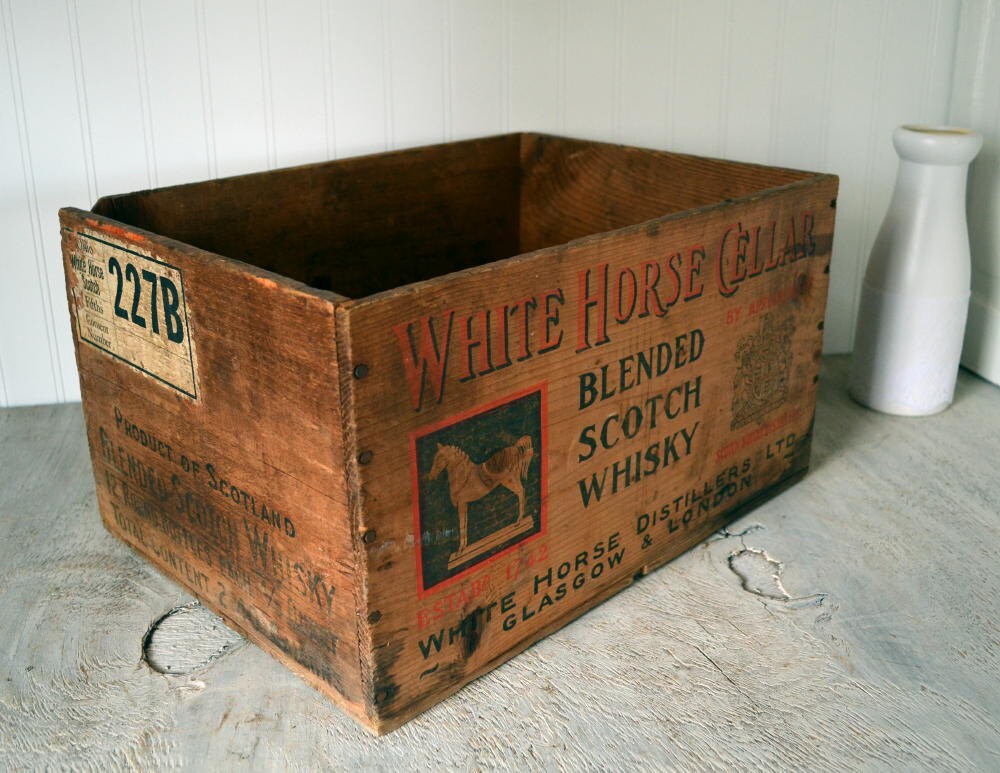 Scotch Whisky Wood Shipping Crate Box for White Horse Cellar