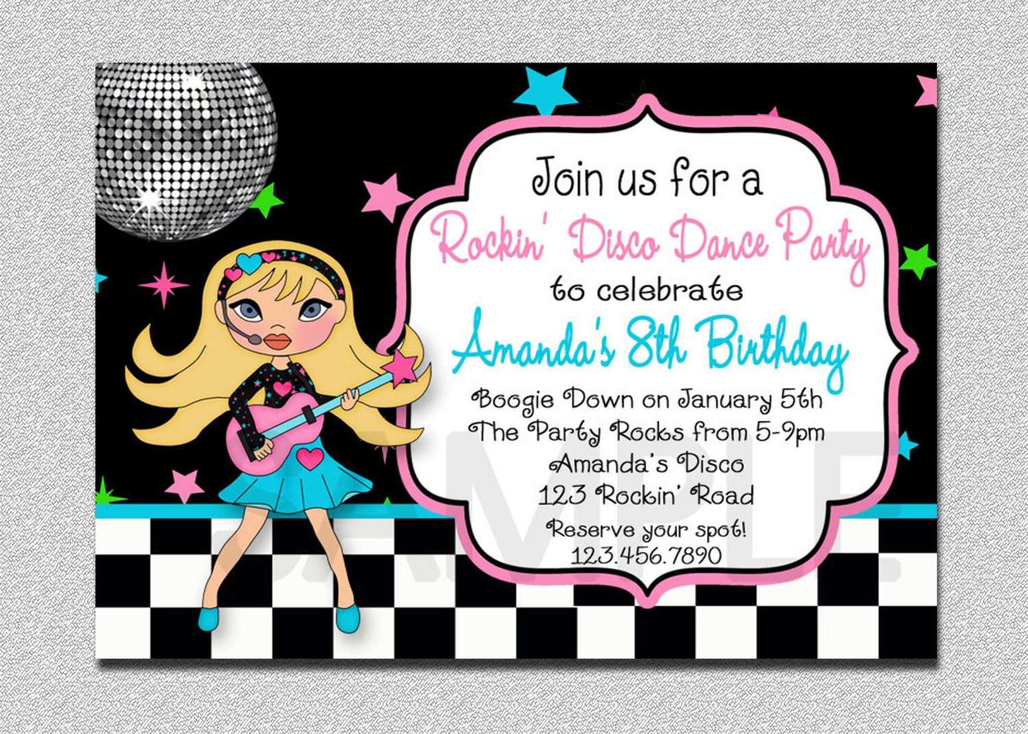 Rock Star Birthday Invitation Disco Rock Star Birthday Party