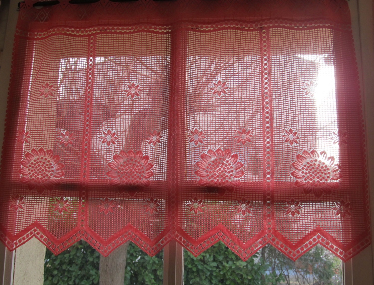 Red French Lace Kitchen Curtain Lace Cafe Curtain Sunflowers   Il Fullxfull.429252667 Oehs 