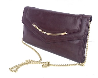 Bennie, French Vintage, Chocolate Brown Leather 1970s Clutch Handbag from Paris