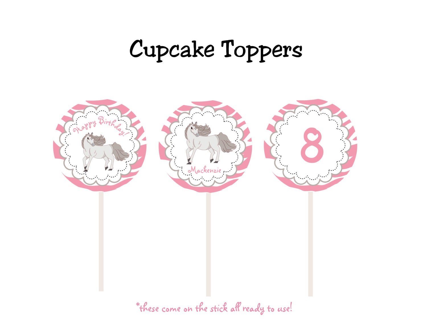 Horse Cupcake Toppers horseback riding birthday party