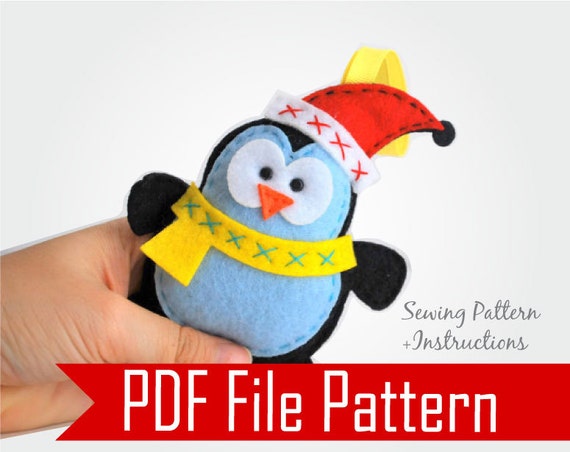 Penguin Pattern, Christmas Ornament, Felt Penguin Ornament Sewing Pattern, Pdf Epattern, Instant Download, A480 Il_570xn