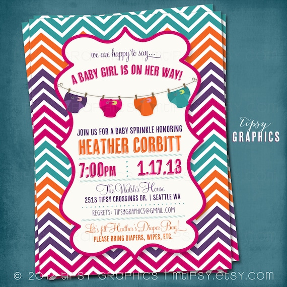 Stock the Diaper Bag. Corloful Chevron Diaper Baby Shower Invite by Tipsy Graphics. Il_570xn