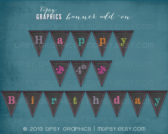 Colorful Chalkboard Printable Birthday Party BANNER by Tipsy Graphics. Chalkboard Tumble Il_570xn