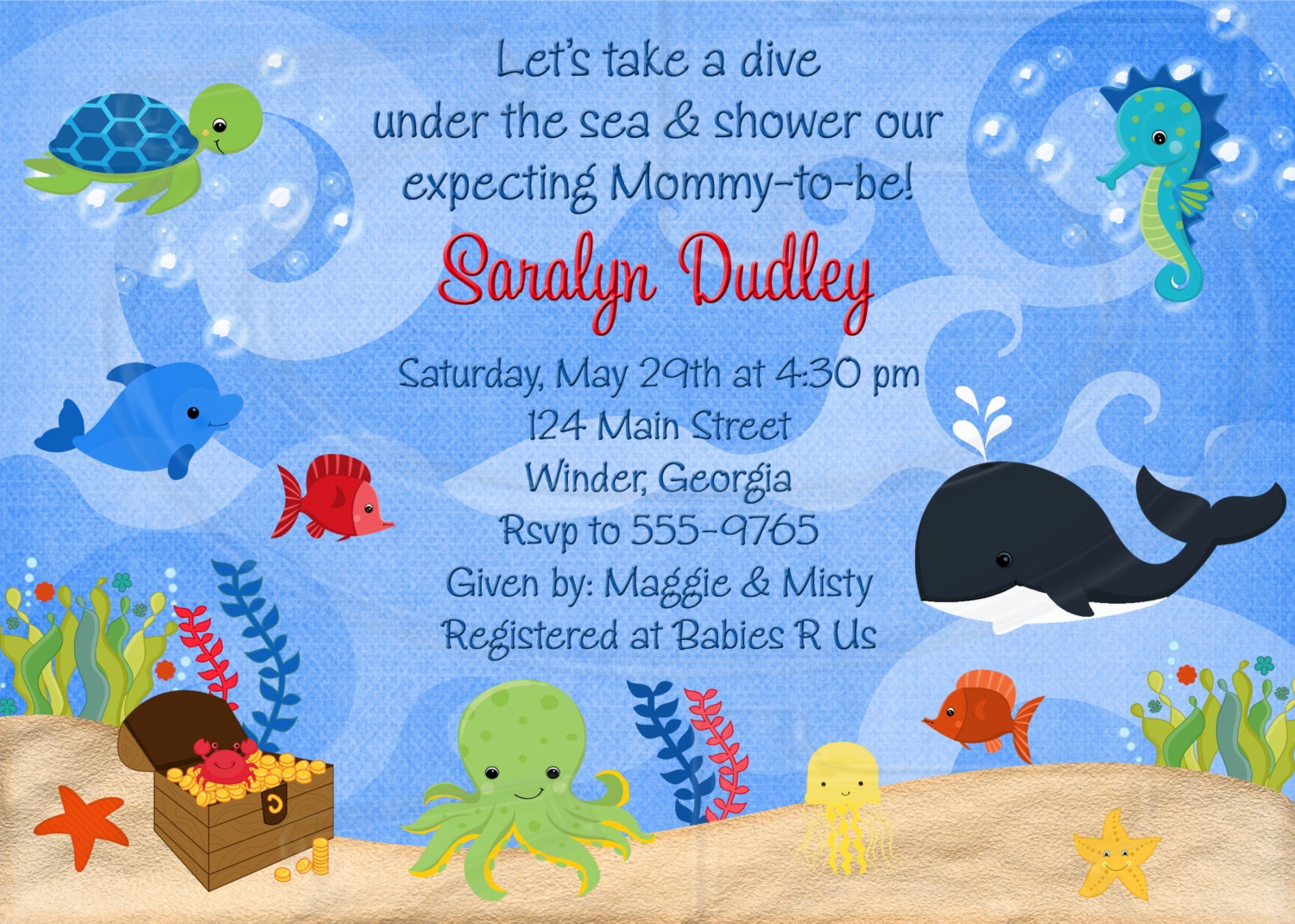 Under the Sea Baby Shower or Birthday Invitation Digital