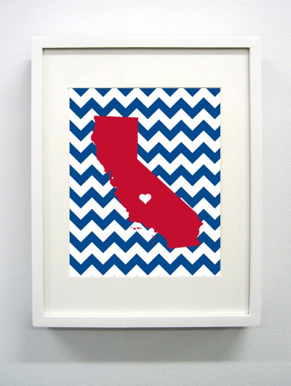 Fresno, California State Giclée Print - 8x10 - Cardinal and Blue University Print - Perfect College Dorm or Apartment Decor!