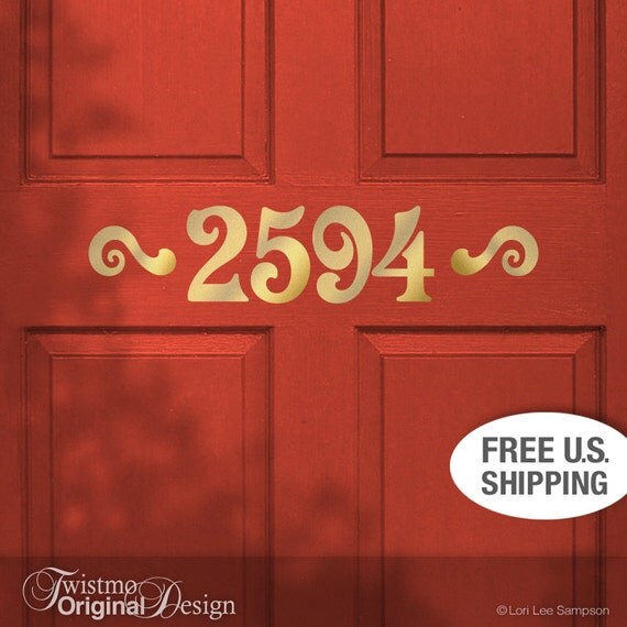 Custom Door House Number Removable Vinyl Wall Decal by Twistmo