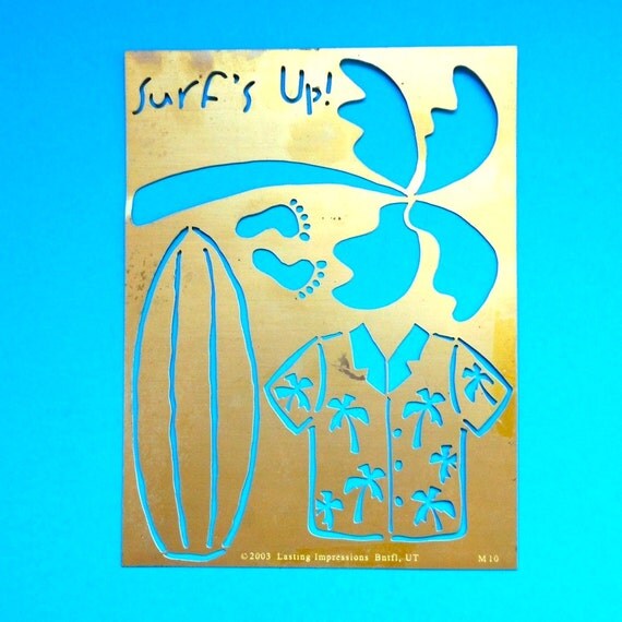 Tropical Surfing Brass Stencil by Lasting Impressions