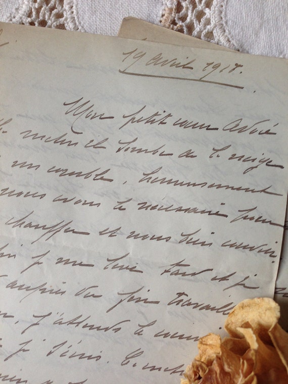 French Love Letter Handwritten Script 1918 Lt Green TREASURY