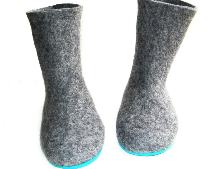 Handmade Felted Boots, Womens Boot Slippers, Wool Booties, Handmade Ankle Boots, Boiled Wool Shoes, Customised Shoes, Yoga Gift, Eco Fashion