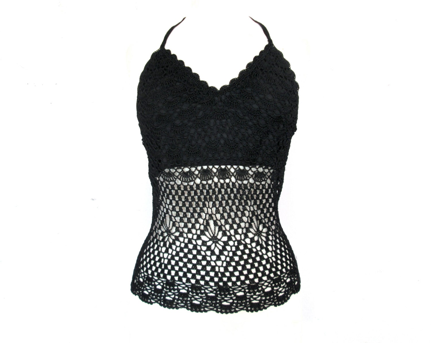 90's Sheer Crochet Halter top size S/M