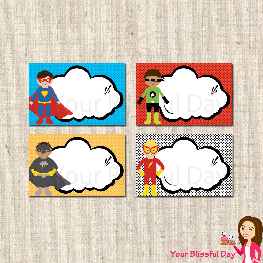 PRINTABLE Superhero Label Tents 591