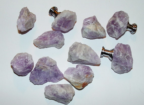 Custom Amethyst Gemstone Drawer Pull Knobs