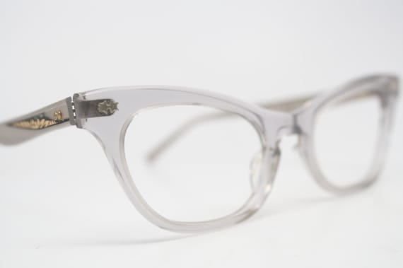 Vintage Cat Eye Glasses Silver Gray Vintage Eyeglass Frames