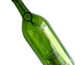 Green Wine Bottle Hanging Hurricane Lantern Big 1.5L candle holder