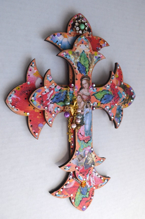 Virgen de Guadalupe Wooden Cross Religious Mexican Art