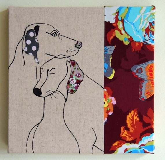 Items similar to Appliqued dog canvas on Etsy