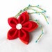 Tsumami Kanzashi Flower Fascinator Red and Aqua