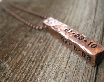 Distressed Copper Necklace - Customize Four Sides - Rawkette