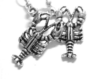 Nautical Earrings - Silver Lobster Jewelry - Sterling Silver Lobster Earrings - Clip On Option 128