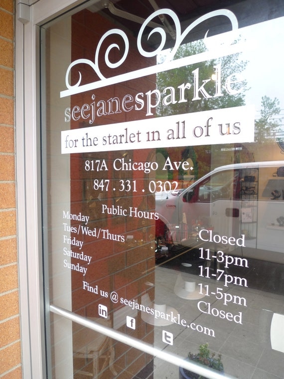 Items similar to CUSTOM Business Hours Store window vinyl decal on Etsy