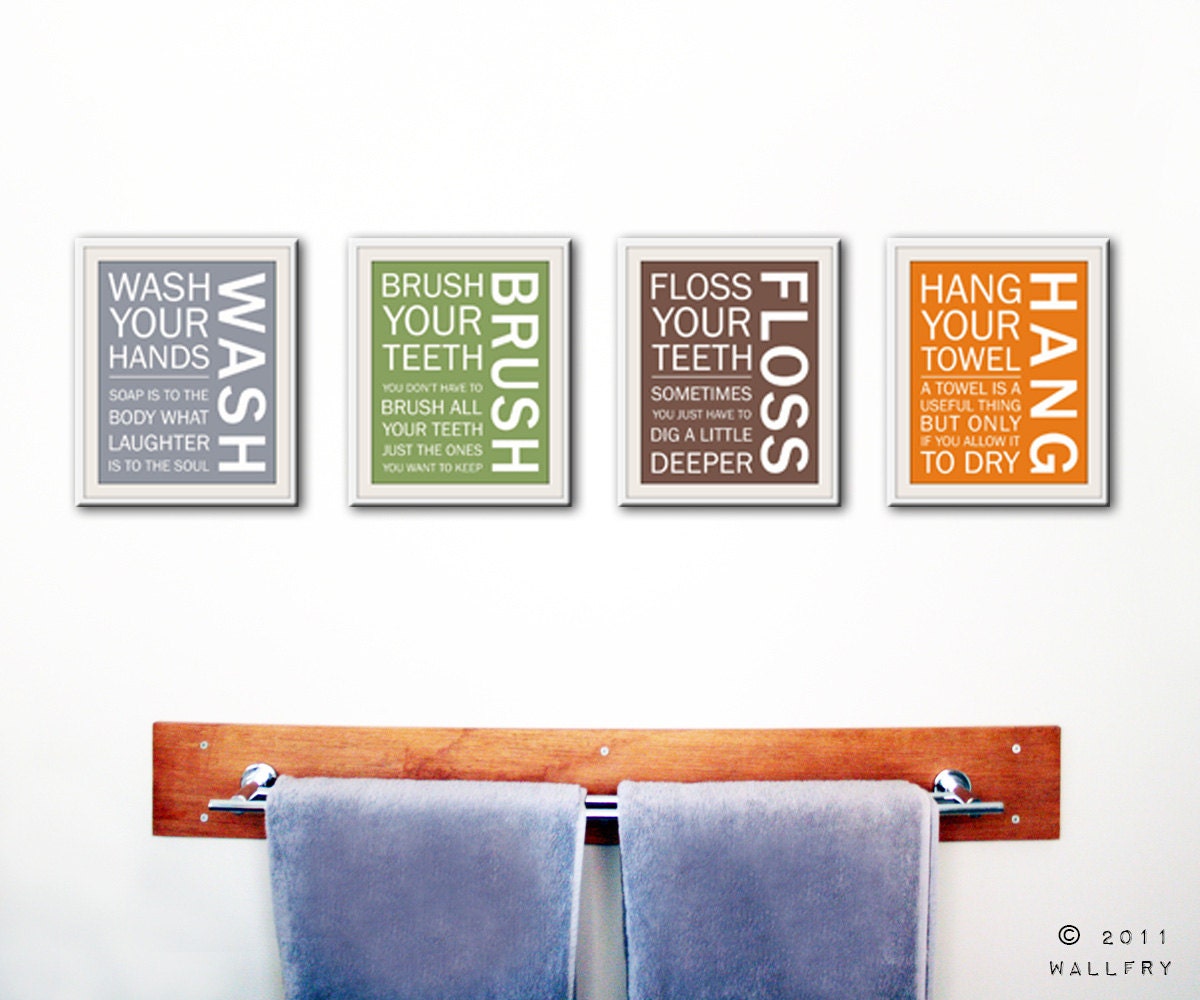 Bathroom art prints. Bathroom Rules. Kids bathroom wall