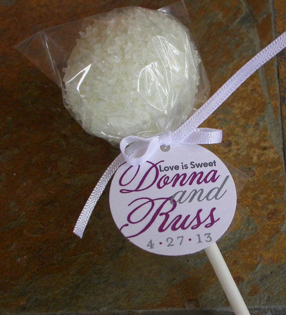 Wedding Favor Custom Paper Tags for cake pops, lollipops, cookies, and wedding favors - 1.5 inch custom personalized tags (40) Il_570xn