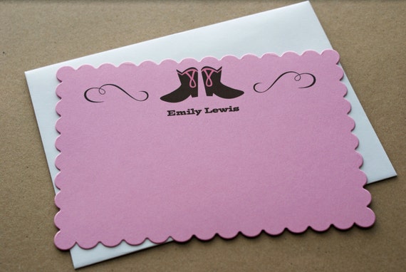 Cowgirl boots girl's personalized thank you flat note card - Printed Il_570xn