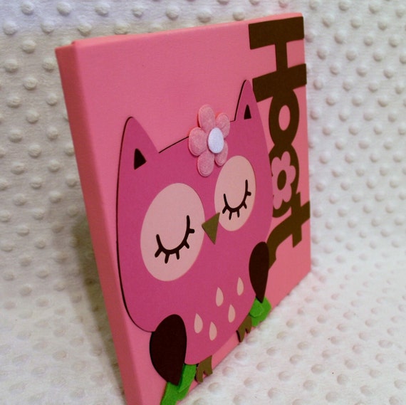 Wall Decor Pink Owl Baby Nursery Kids Children Room Decor
