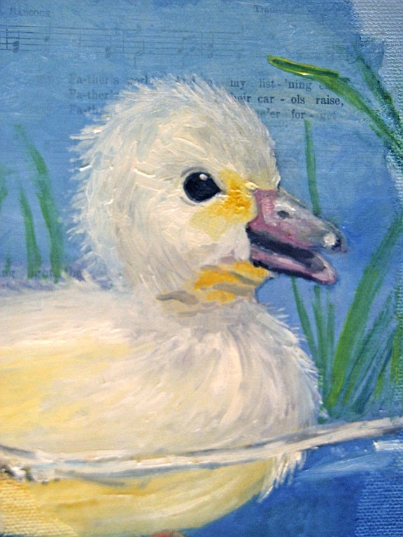 Baby Duck Painting Charity Donation Original by LatreiaDesigns