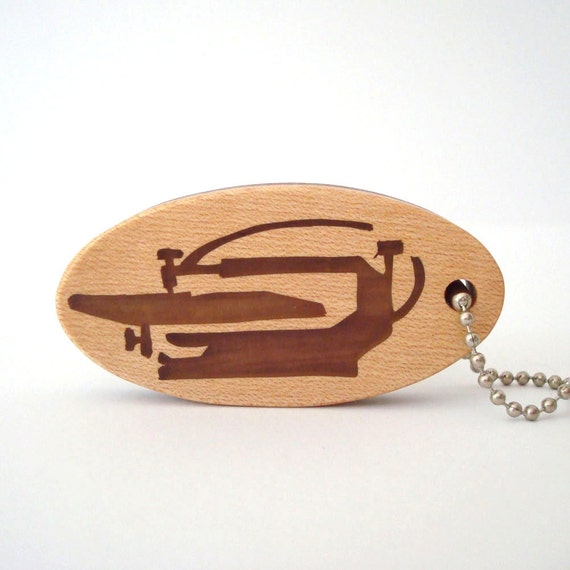 Scroll Saw Key Chain Keychain Maple Walnut by OohLookItsARabbit