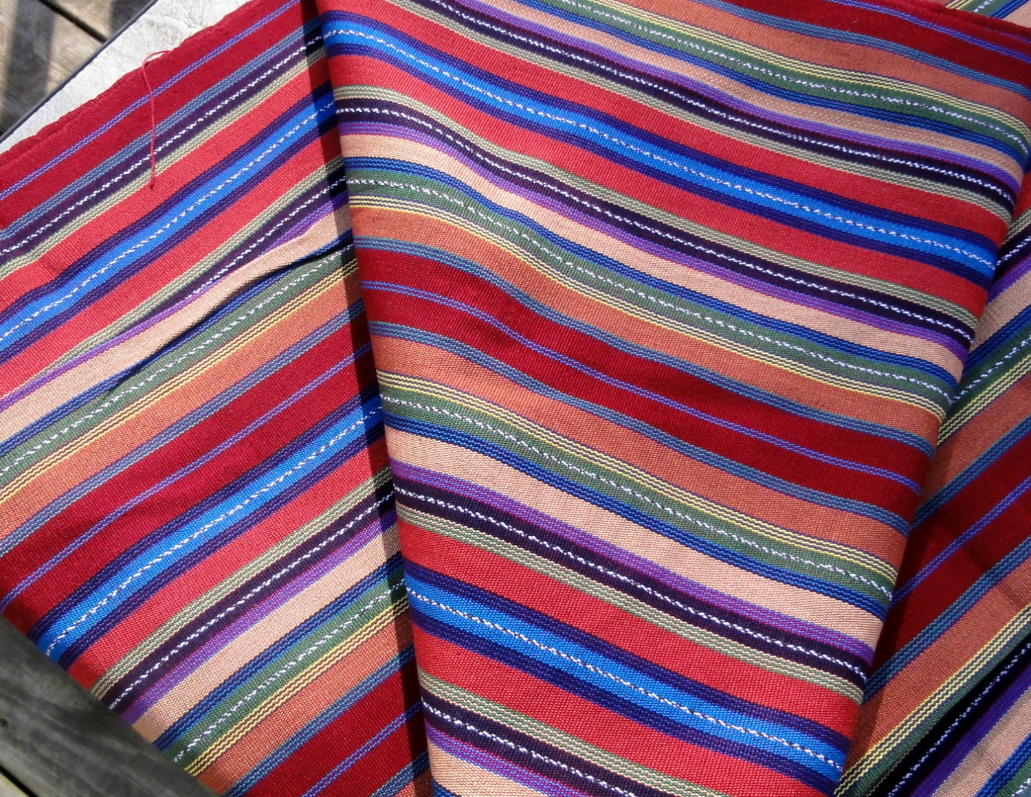 Reserved for Ceblinka Guatemalan Fabric in Muted Stripes