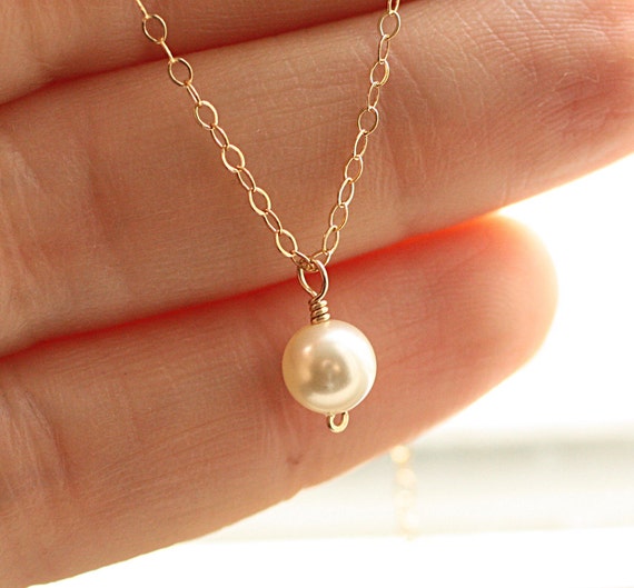 Tiny Pearl Necklace Dainty Freshwater Pearl by BijouxbyMeg on Etsy