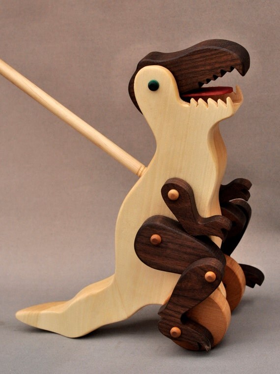 Tyrannosaurus Rex Push Toy Wooden Toy Tyrannosaurus Rex Push