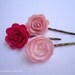 Felt and satin bobby pins - Romantic pink and fuschia roses TREASURY ITEM