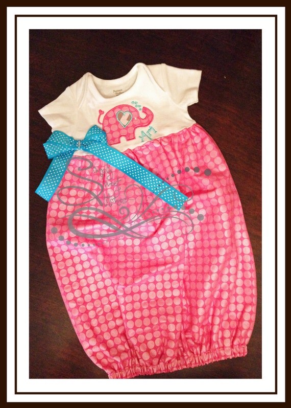 Items similar to Elephant Applique Baby Gown on Etsy