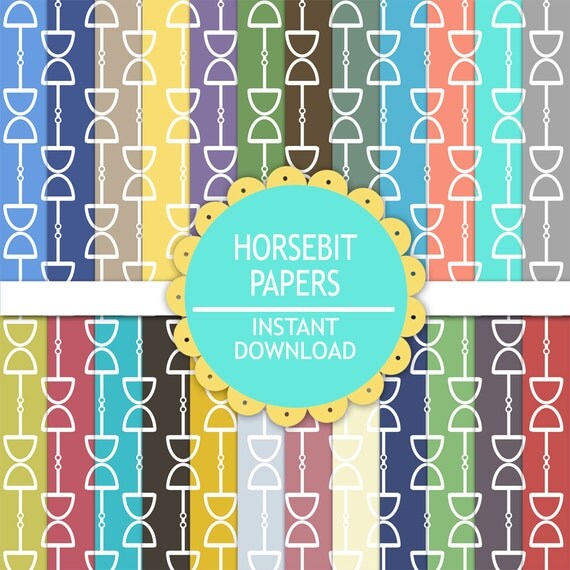 25% OFF SALE Horsebit Digital Scrapbook Paper for scrappers, photographers, and crafters - Personal and CU - Set 1 Il_570xn