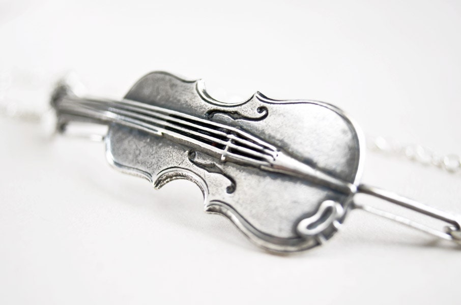 Silver Violin Bracelet. Musical instrument jewelry