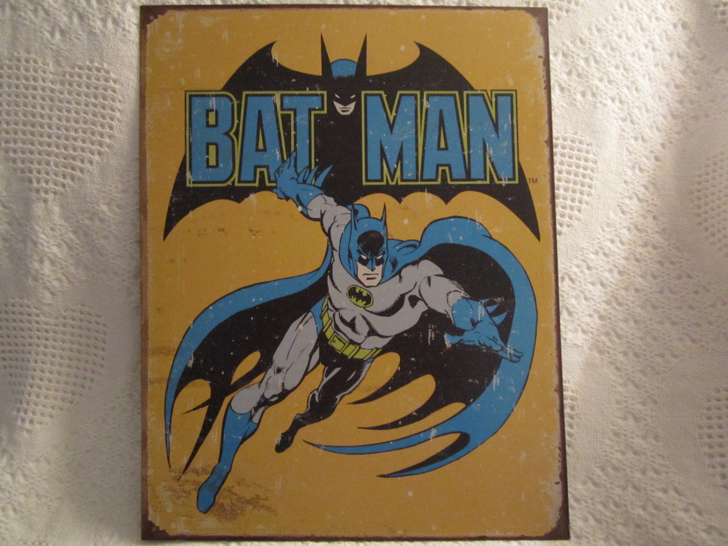 Vintage BATMAN Comic Tin Sign DC Cartoon Action Figure Blue   Il Fullxfull.447968443 Kafy 