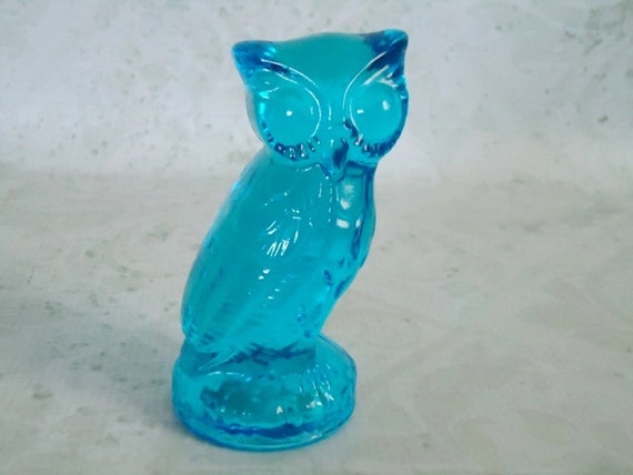 blue glass owl figurine