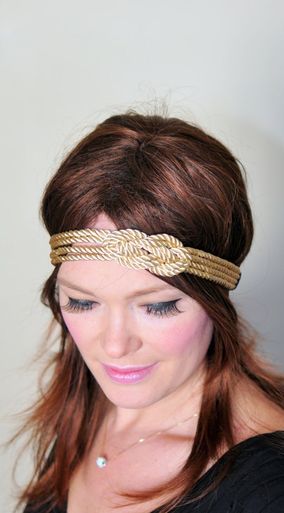 Nautical Knot Headband Gold Knot Headband Knot Headwrap Women by