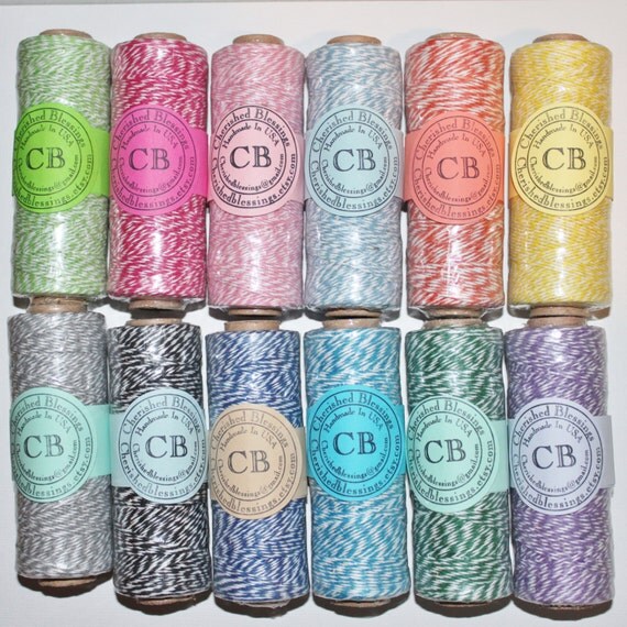 Bakers Twine GRAY GREY 100 Yards Divine Bright Colors On A Spool 4 Ply Cotton Birthday Baby Shower Favors Wedding Paper Goods Il_570xn