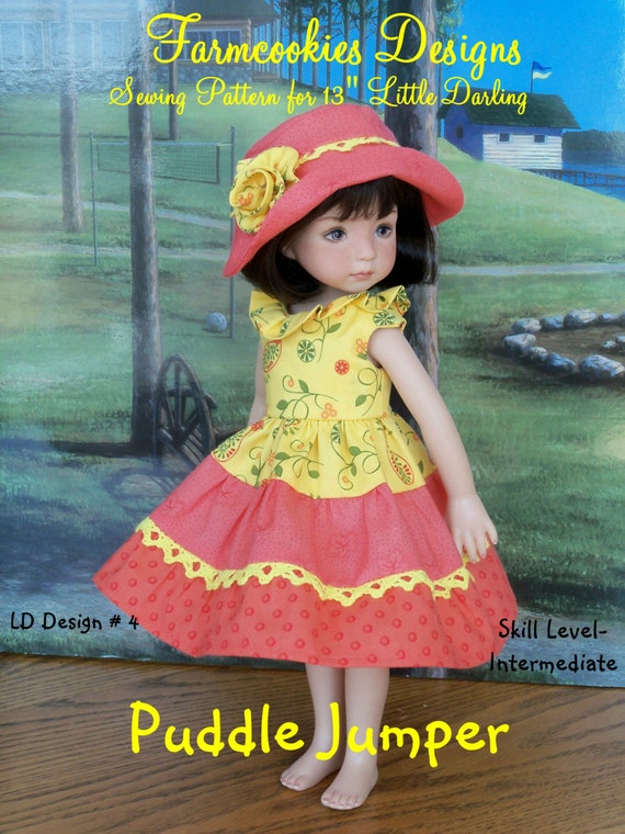 Printed Sewing Pattern / Puddle Jumper / Sewing Pattern for Dianna Effner's 13" Little Darling Dolls