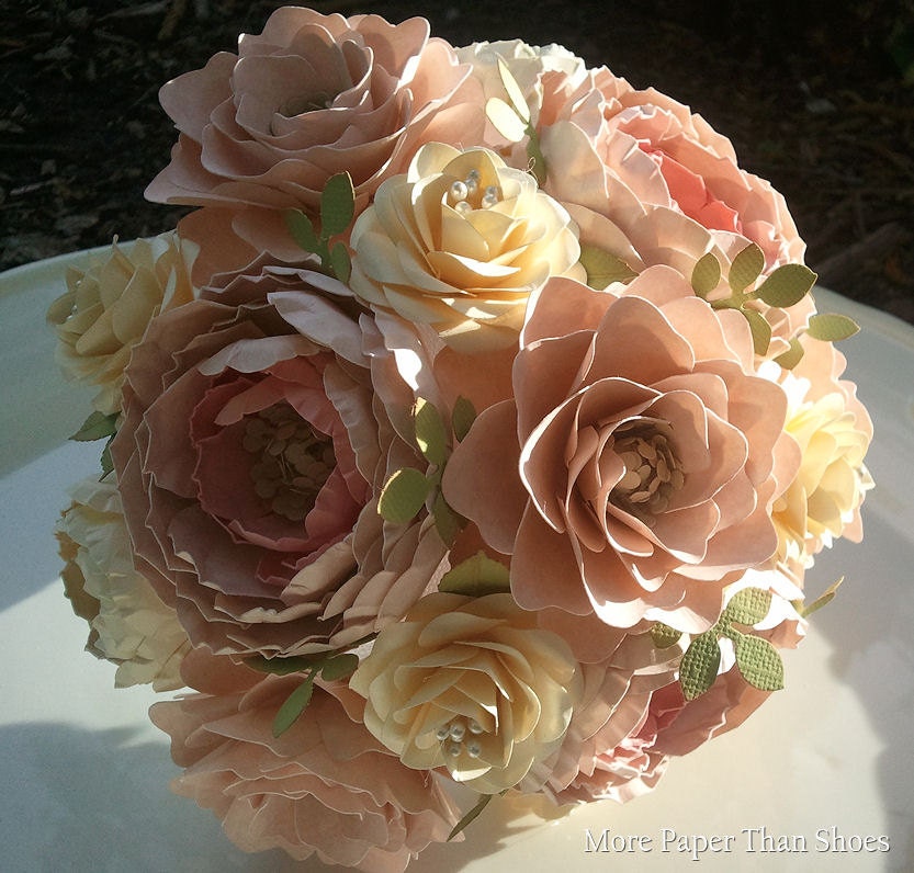 Paper Flower Bouquet Wedding Bouquet by morepaperthanshoes