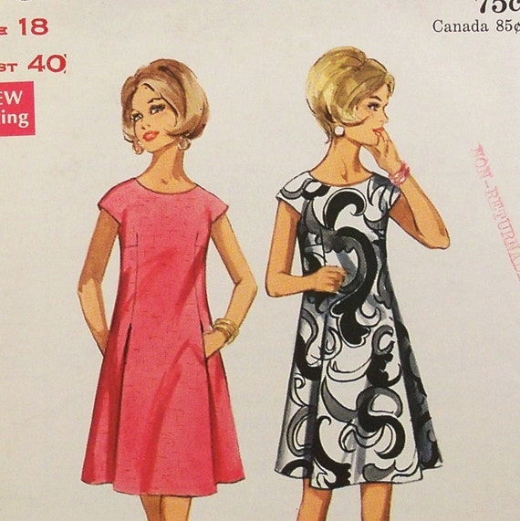 dress size 18 pattern Size Pattern Dress RebeccasVintageSalon by Vintage Uncut 18 1960s